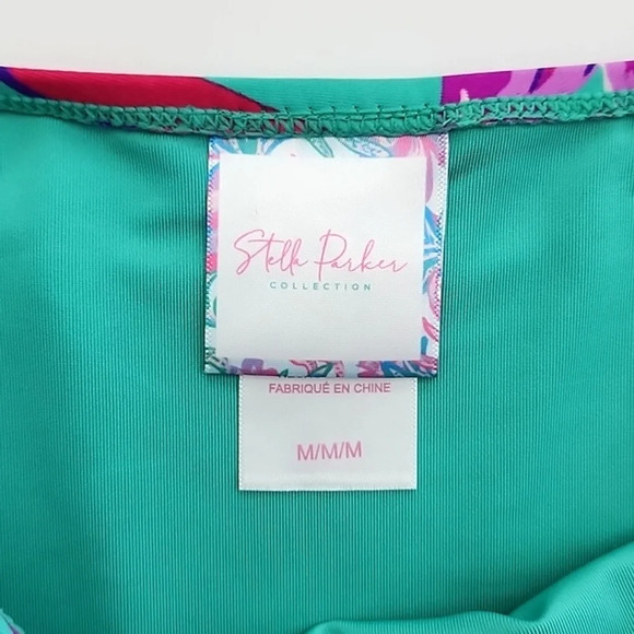 Stella Parker 2 Pc Tankini Swim Blue Multi Colour Floral Print Tiered Top Size M - Picture 10 of 15